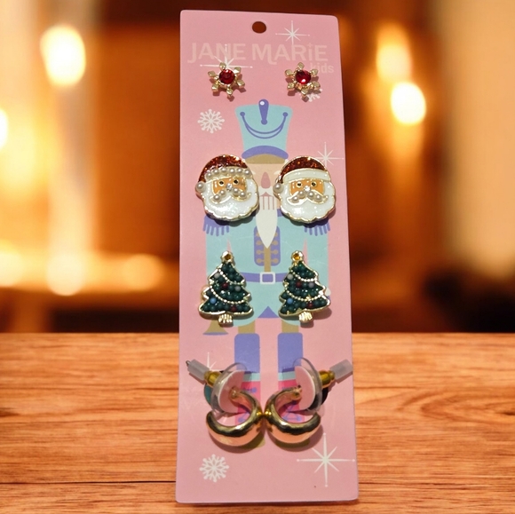 Jane Marie Other - New Christmas Earrings Set Snowflake, Santa, Christmas Tree, Hoops